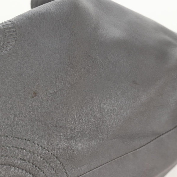 LOEWE Nappa Aire Anagram Hand Bag Leather Silver Auth SW1857