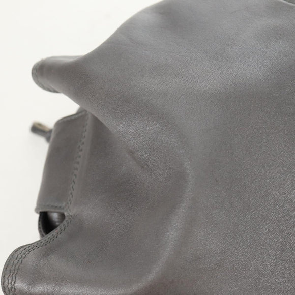 LOEWE Nappa Aire Anagram Hand Bag Leather Silver Auth SW1857