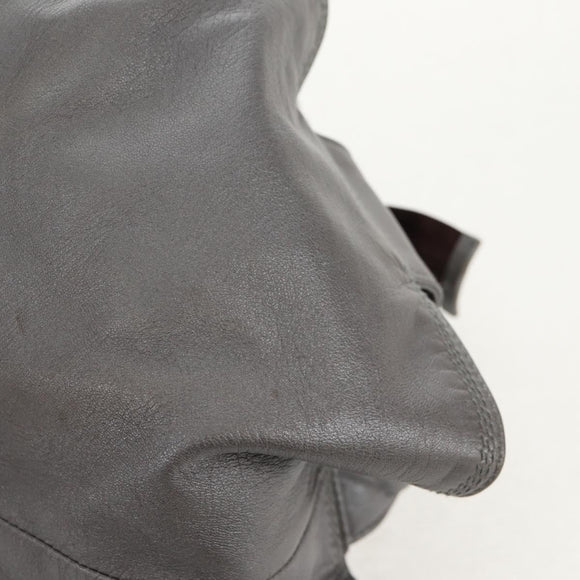 LOEWE Nappa Aire Anagram Hand Bag Leather Silver Auth SW1857