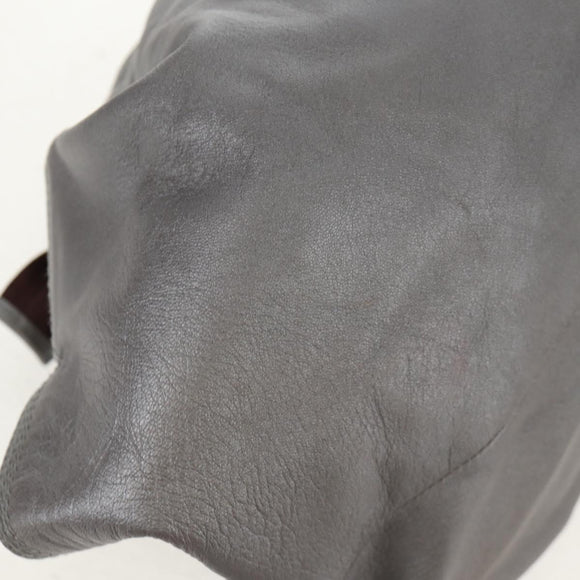 LOEWE Nappa Aire Anagram Hand Bag Leather Silver Auth SW1857