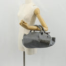 LOEWE Nappa Aire Anagram Hand Bag Leather Silver Auth SW1857-26