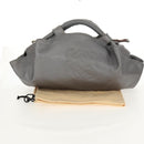 LOEWE Nappa Aire Anagram Hand Bag Leather Silver Auth SW1857-12