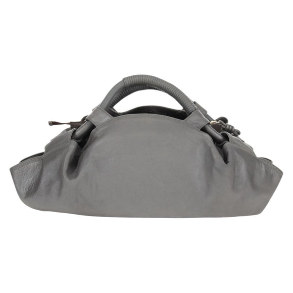 LOEWE Nappa Aire Anagram Hand Bag Leather Silver Auth SW1857