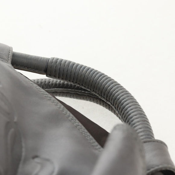 LOEWE Nappa Aire Anagram Hand Bag Leather Silver Auth SW1857