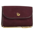 Christian Dior Chain Shoulder Bag Nylon Bordeaux Gold Auth SW1858-1
