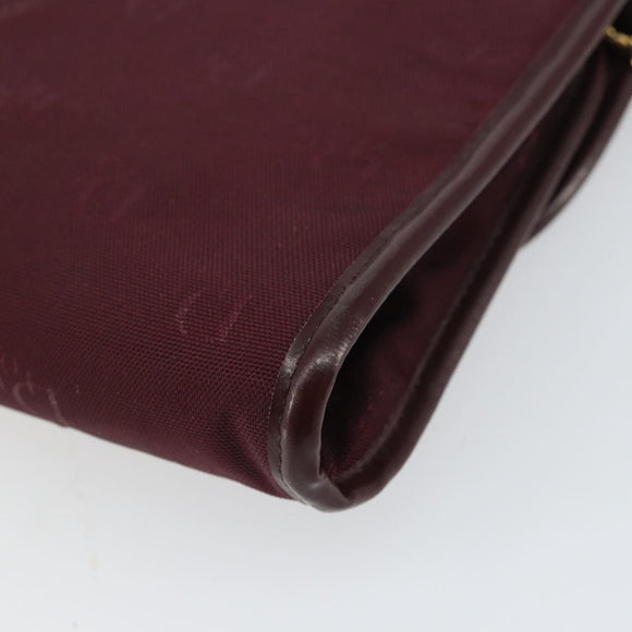 Christian Dior Chain Shoulder Bag Nylon Bordeaux Gold Auth SW1858