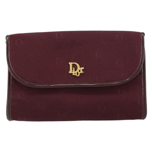 Christian Dior Chain Shoulder Bag Nylon Bordeaux Gold Auth SW1858