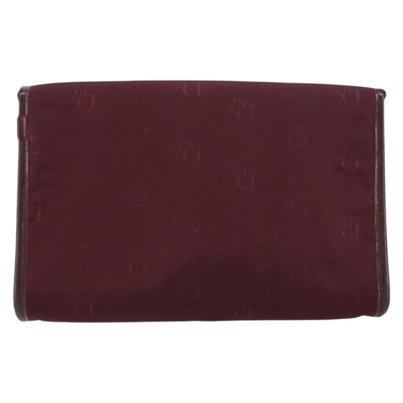 Christian Dior Chain Shoulder Bag Nylon Bordeaux Gold Auth SW1858
