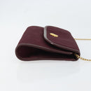 Christian Dior Chain Shoulder Bag Nylon Bordeaux Gold Auth SW1858-4