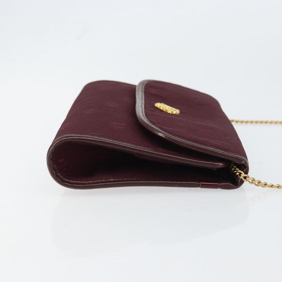Christian Dior Chain Shoulder Bag Nylon Bordeaux Gold Auth SW1858