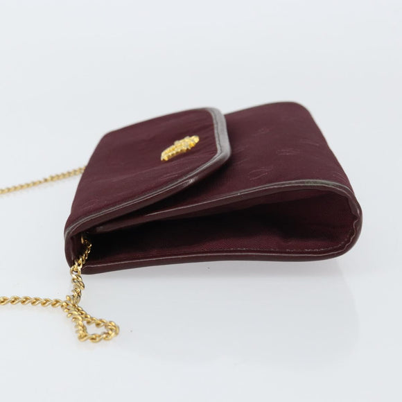 Christian Dior Chain Shoulder Bag Nylon Bordeaux Gold Auth SW1858
