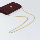 Christian Dior Chain Shoulder Bag Nylon Bordeaux Gold Auth SW1858-7