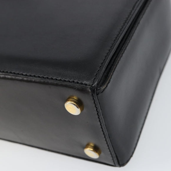 CELINE Hand Bag Leather Black Gold Auth SW1859