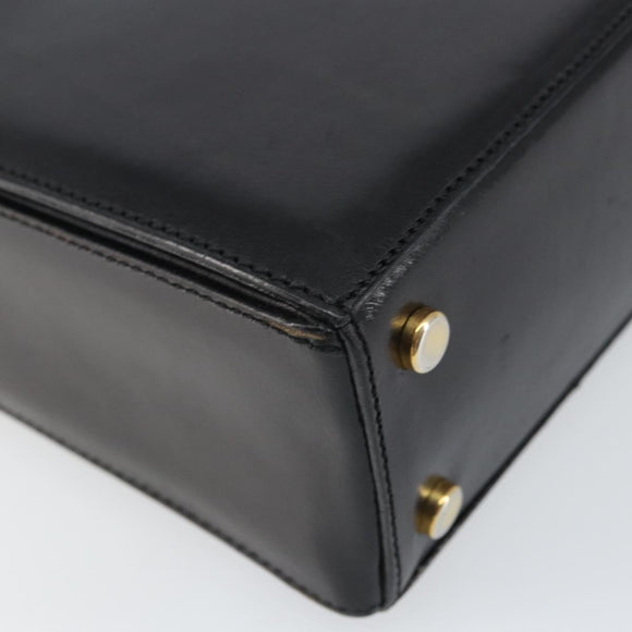 CELINE Hand Bag Leather Black Gold Auth SW1859