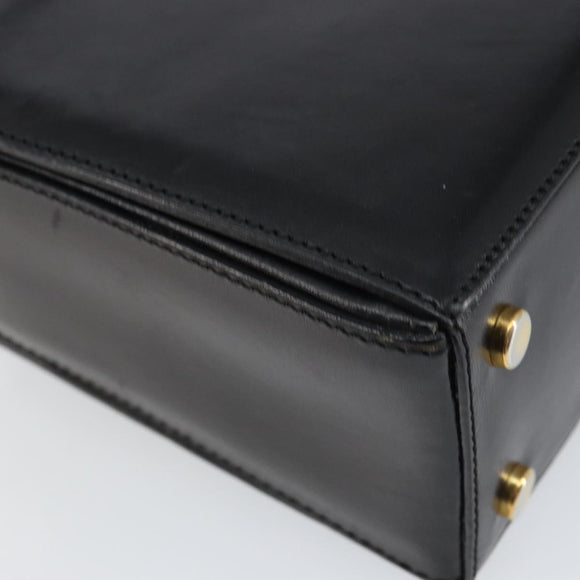 CELINE Hand Bag Leather Black Gold Auth SW1859