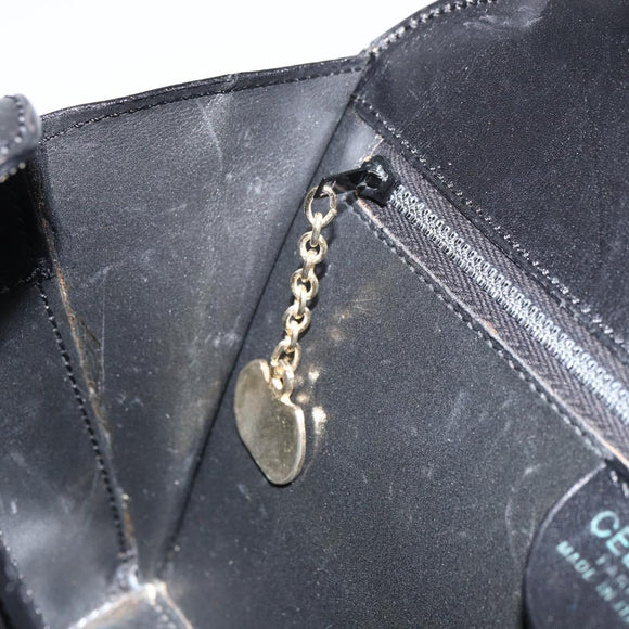 CELINE Hand Bag Leather Black Gold Auth SW1859