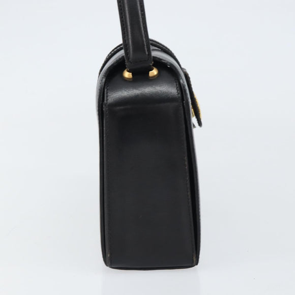 CELINE Hand Bag Leather Black Gold Auth SW1859