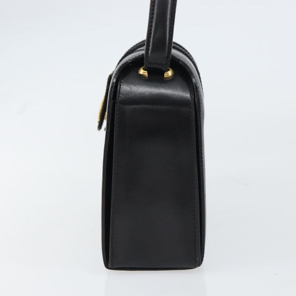 CELINE Hand Bag Leather Black Gold Auth SW1859