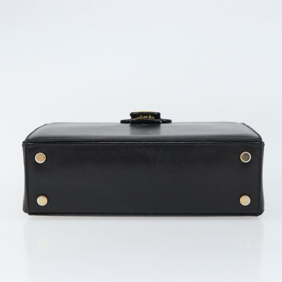 CELINE Hand Bag Leather Black Gold Auth SW1859