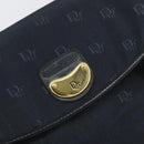 Christian Dior Honeycomb Canvas Hand Bag Nylon Gold Navy Auth SW1863-14