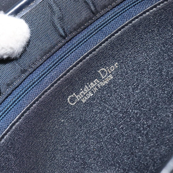 Christian Dior Honeycomb Canvas Hand Bag Nylon Gold Navy Auth SW1863