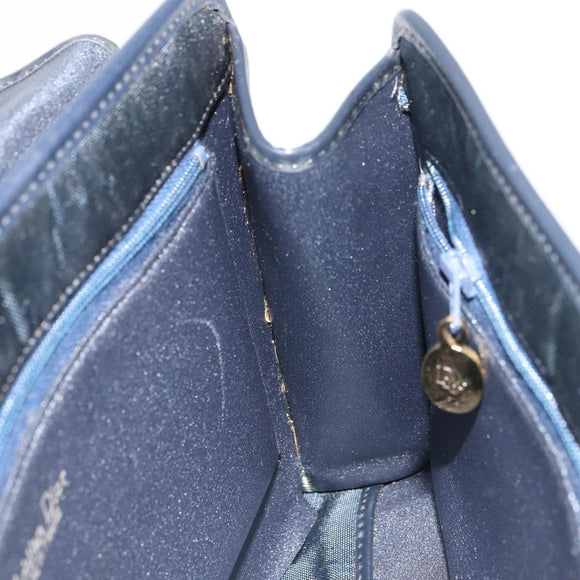 Christian Dior Honeycomb Canvas Hand Bag Nylon Gold Navy Auth SW1863