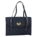 Christian Dior Honeycomb Canvas Hand Bag Nylon Gold Navy Auth SW1863-2