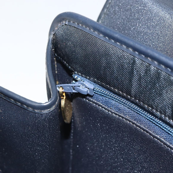 Christian Dior Honeycomb Canvas Hand Bag Nylon Gold Navy Auth SW1863