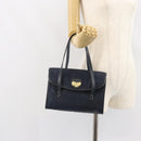 Christian Dior Honeycomb Canvas Hand Bag Nylon Gold Navy Auth SW1863-23