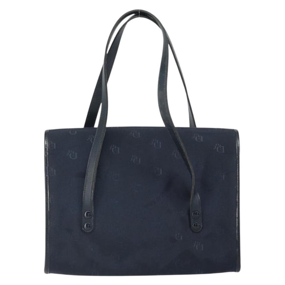 Christian Dior Honeycomb Canvas Hand Bag Nylon Gold Navy Auth SW1863