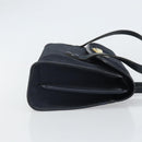Christian Dior Honeycomb Canvas Hand Bag Nylon Gold Navy Auth SW1863-4