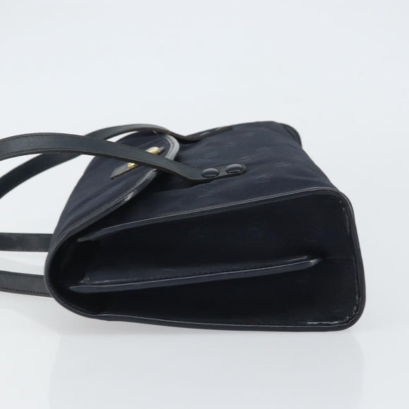 Christian Dior Honeycomb Canvas Hand Bag Nylon Gold Navy Auth SW1863