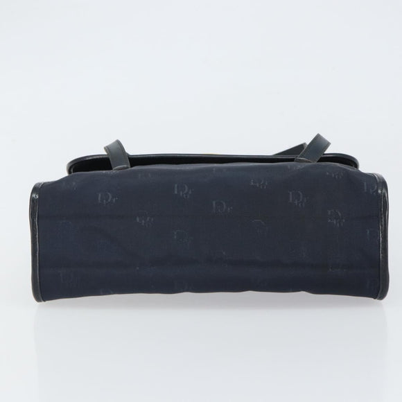 Christian Dior Honeycomb Canvas Hand Bag Nylon Gold Navy Auth SW1863