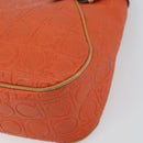 Salvatore Ferragamo Shoulder Bag Leather Orange Gold Auth SW1864-10