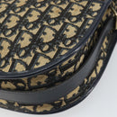 Christian Dior Trotter Canvas Shoulder Bag Navy Gold Auth SW1865-9