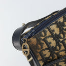 Christian Dior Trotter Canvas Shoulder Bag Navy Gold Auth SW1865-10