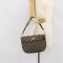 Christian Dior Trotter Canvas Shoulder Bag Navy Gold Auth SW1865-21