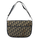 Christian Dior Trotter Canvas Shoulder Bag Navy Gold Auth SW1865-2