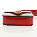 CELINE Circle Shoulder Bag Leather Red Gold Auth SW1866V-10