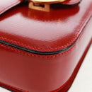 CELINE Circle Shoulder Bag Leather Red Gold Auth SW1866V-11
