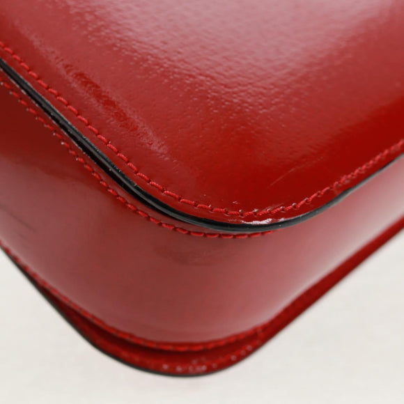 CELINE Circle Shoulder Bag Leather Red Gold Auth SW1866V
