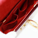CELINE Circle Shoulder Bag Leather Red Gold Auth SW1866V-18
