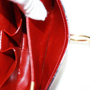 CELINE Circle Shoulder Bag Leather Red Gold Auth SW1866V-22