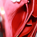 CELINE Circle Shoulder Bag Leather Red Gold Auth SW1866V-24