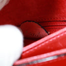 CELINE Circle Shoulder Bag Leather Red Gold Auth SW1866V-25