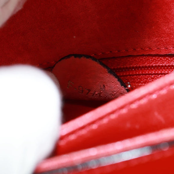 CELINE Circle Shoulder Bag Leather Red Gold Auth SW1866V