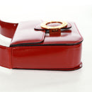 CELINE Circle Shoulder Bag Leather Red Gold Auth SW1866V-4