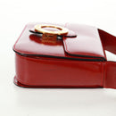 CELINE Circle Shoulder Bag Leather Red Gold Auth SW1866V-5