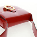 CELINE Circle Shoulder Bag Leather Red Gold Auth SW1866V-6