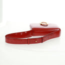 CELINE Circle Shoulder Bag Leather Red Gold Auth SW1866V-7